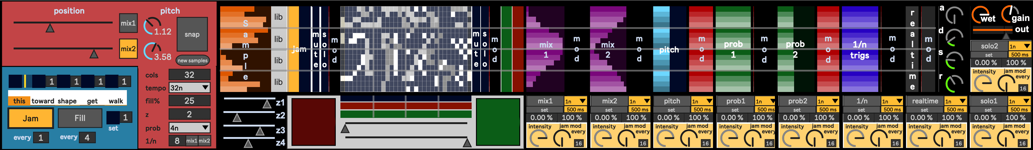 the user interface for Drummatrix