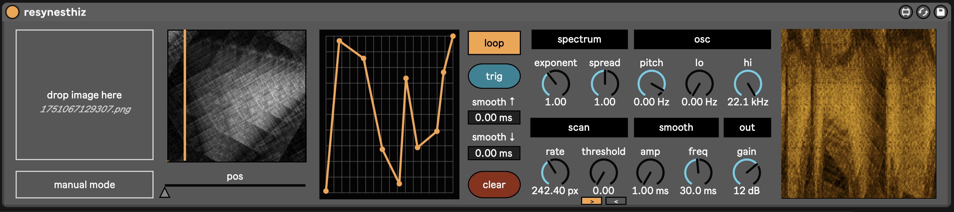 the user interface for resynesthiz