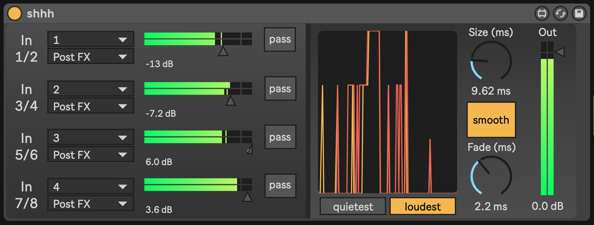 the user interface for shhh